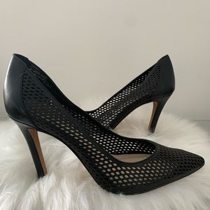 Vince Camuto Black Woven Leather Pumps